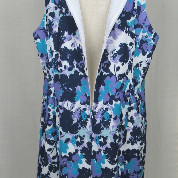 Jessica London Floral Multicolored Sleeveless Fully Lined Sleeveless Sheath Dres - Picture 7 of 9